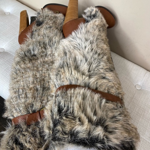 Colin Stuart Cognac Fur Knee High Boots - Picture 10 of 14